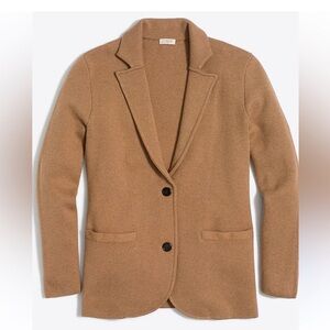 J. Crew Cotton Camel Knit Academia Schoolboy Blazer Cardigan
